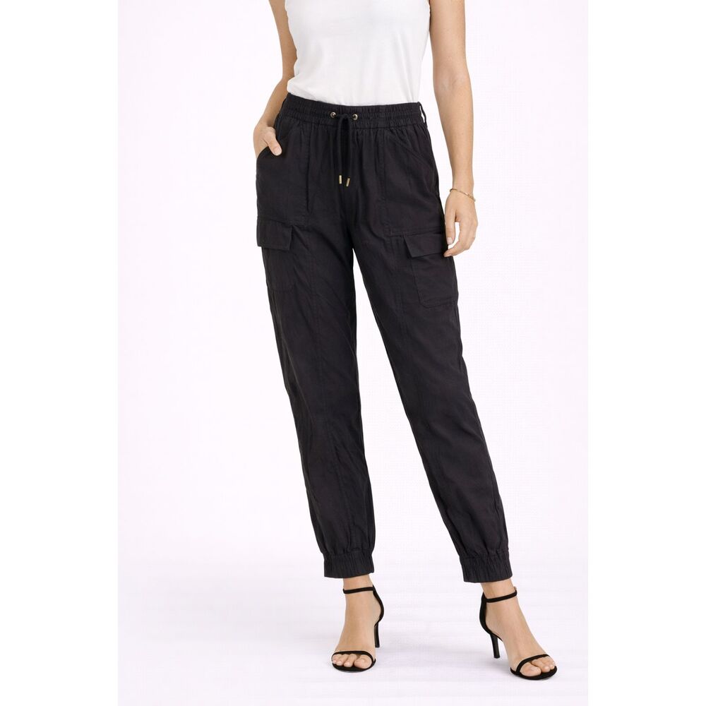 New Look Cargo Jogger Elastic Waist Ankle Zip Pants Black M